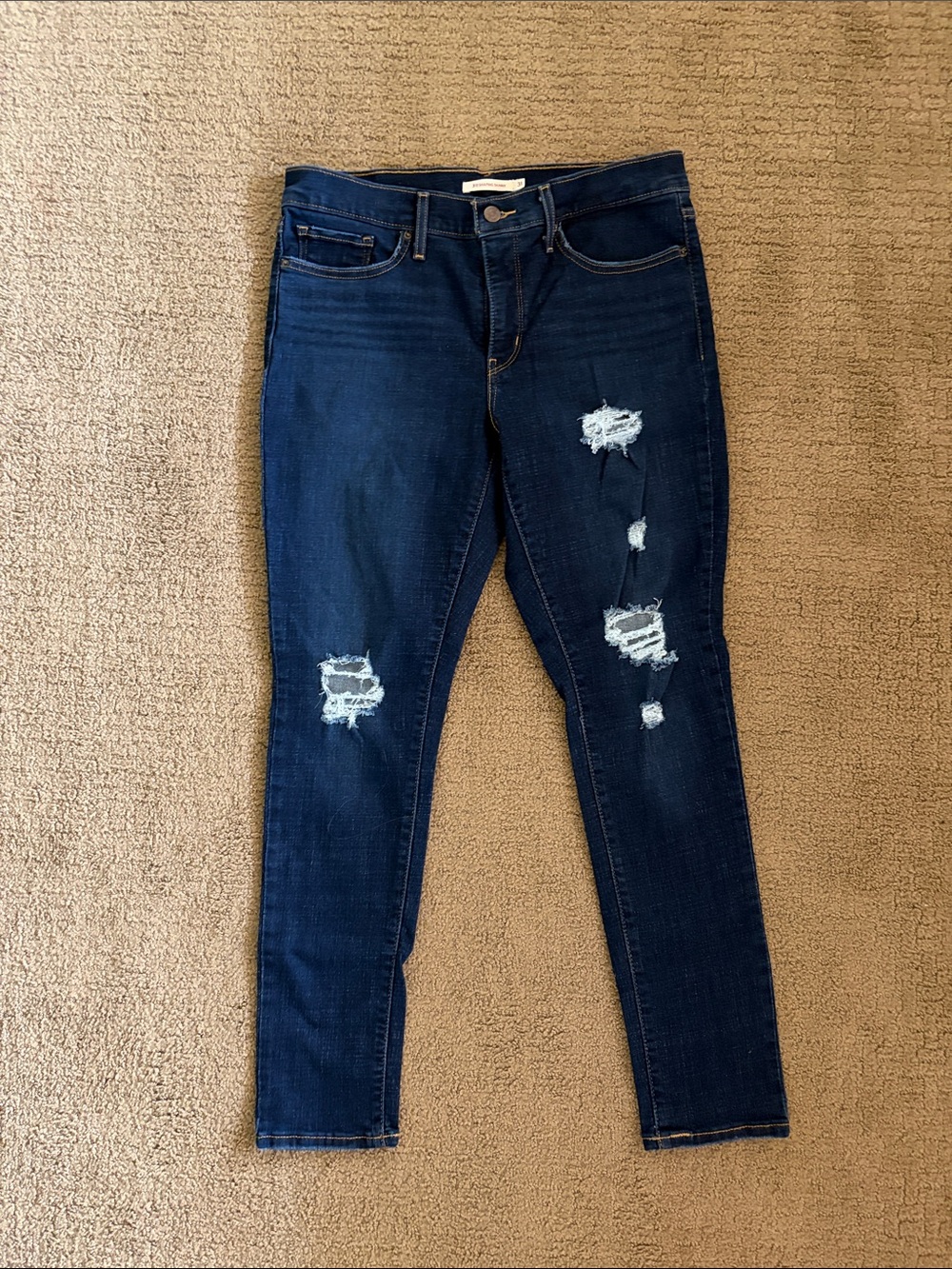 Levi's Dark Blue Ripped Skinny Jeans 311